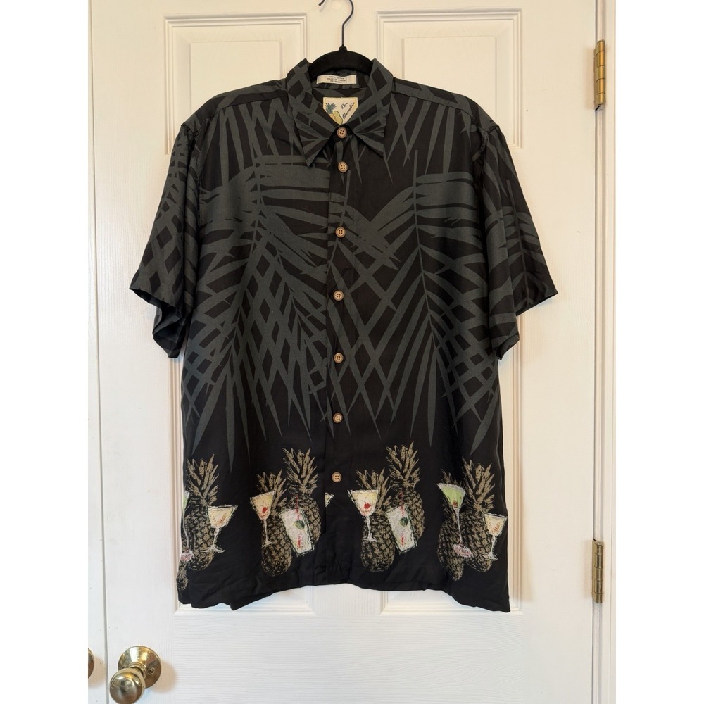 Ron Chereskin Shirt Men's Medium Hawaiian Short Sleeve 100% Rayon TROPICAL